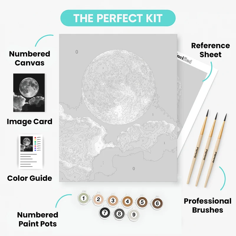 Full Moon Over Clouds - Paint by Numbers Kit