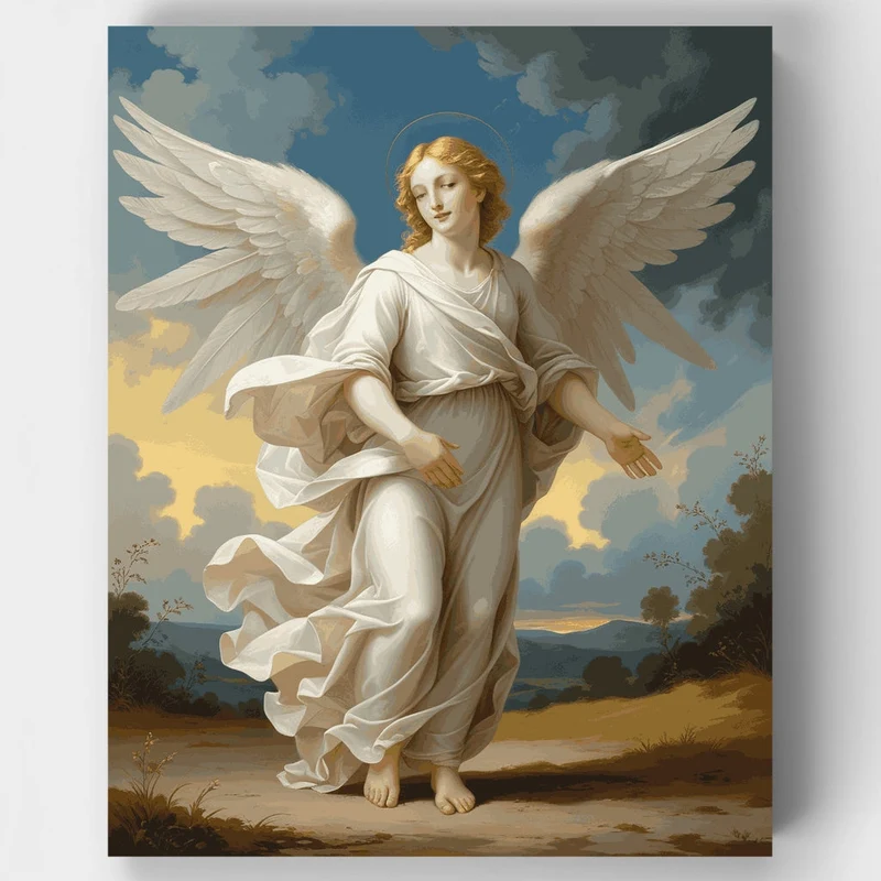 Celestial Angel in White Robes - Paint by Numbers Kit