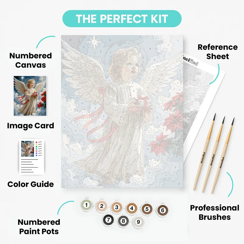 Christmas Angel with Gift - Paint by Numbers Kit