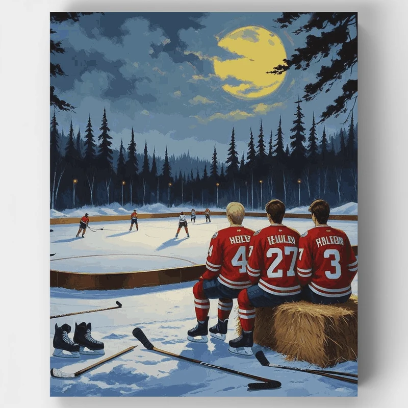 Moonlit Hockey Night - Paint by Numbers Kit