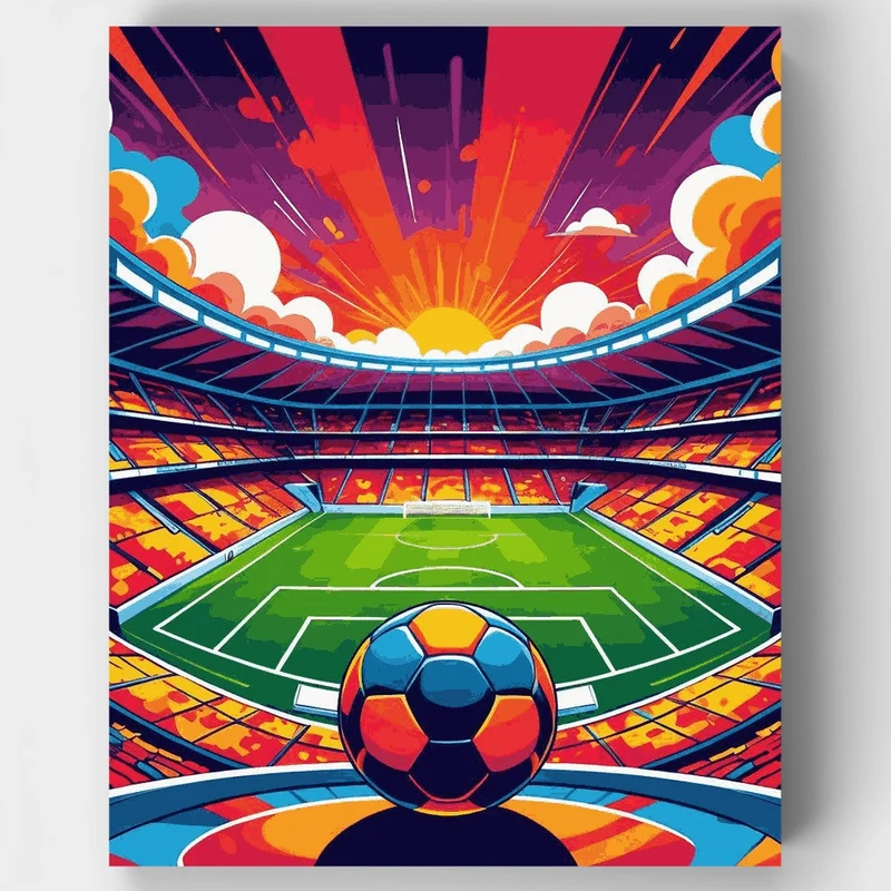 Soccer Stadium Sunset - Paint by Numbers Kit