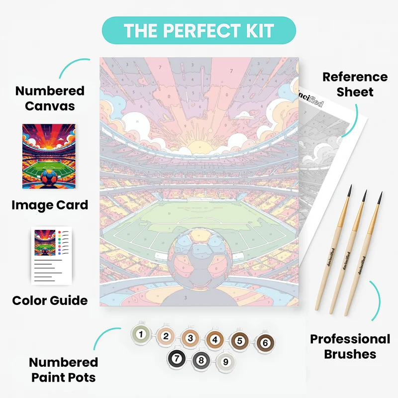 Soccer Stadium Sunset - Paint by Numbers Kit
