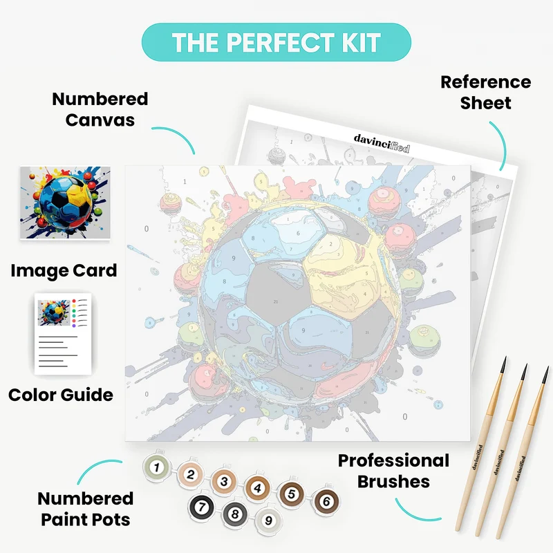 Colorful Soccer Ball Splash - Paint by Numbers Kit