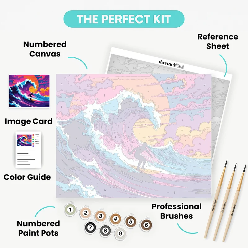 Neon Sunset Surfer - Paint by Numbers Kit