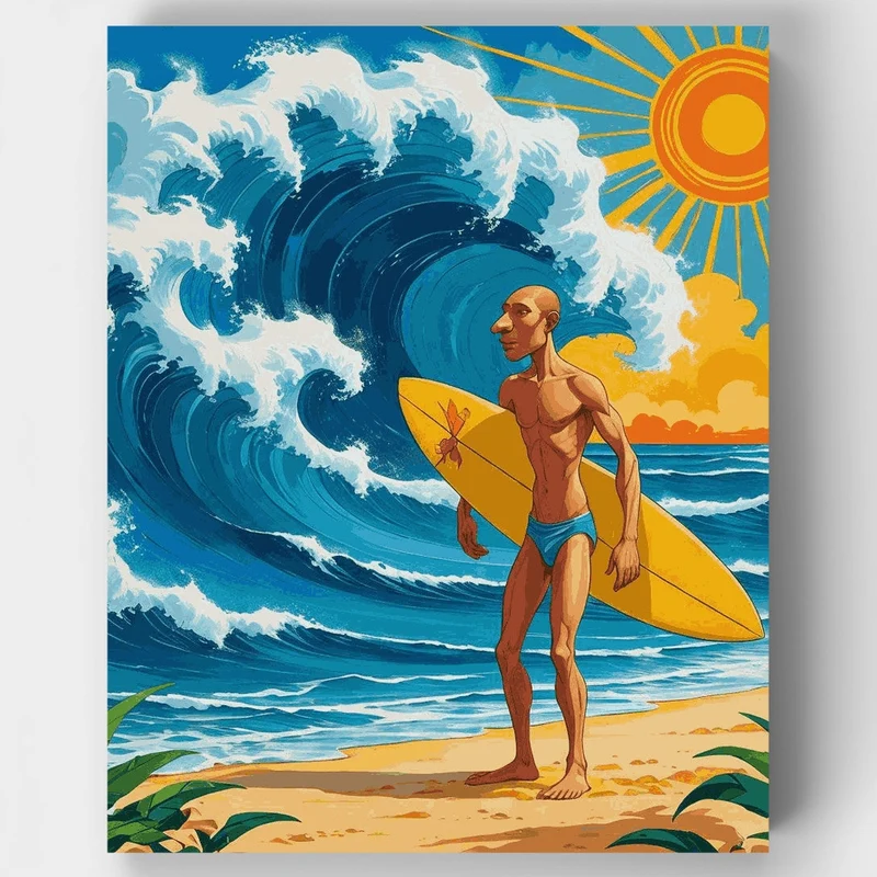 Tropical Surfer at Sunset - Paint by Numbers Kit