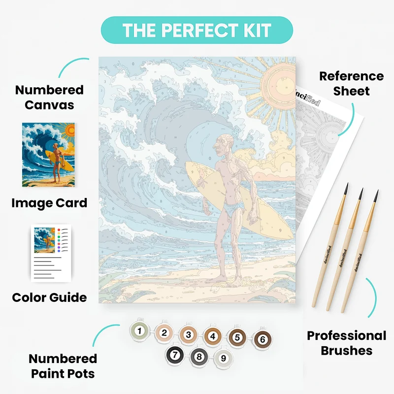 Tropical Surfer at Sunset - Paint by Numbers Kit