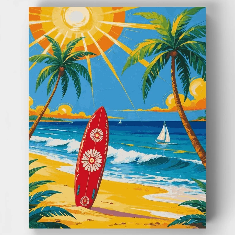 Tropical Paradise Surfboard - Paint by Numbers Kit