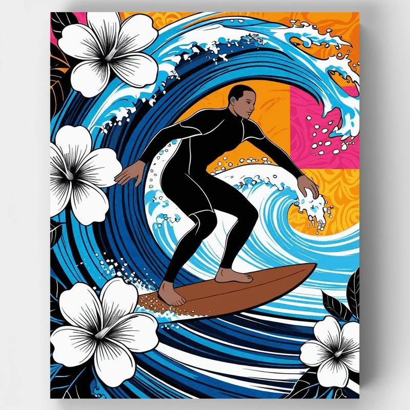 Tropical Surfer Paradise - Paint by Numbers Kit