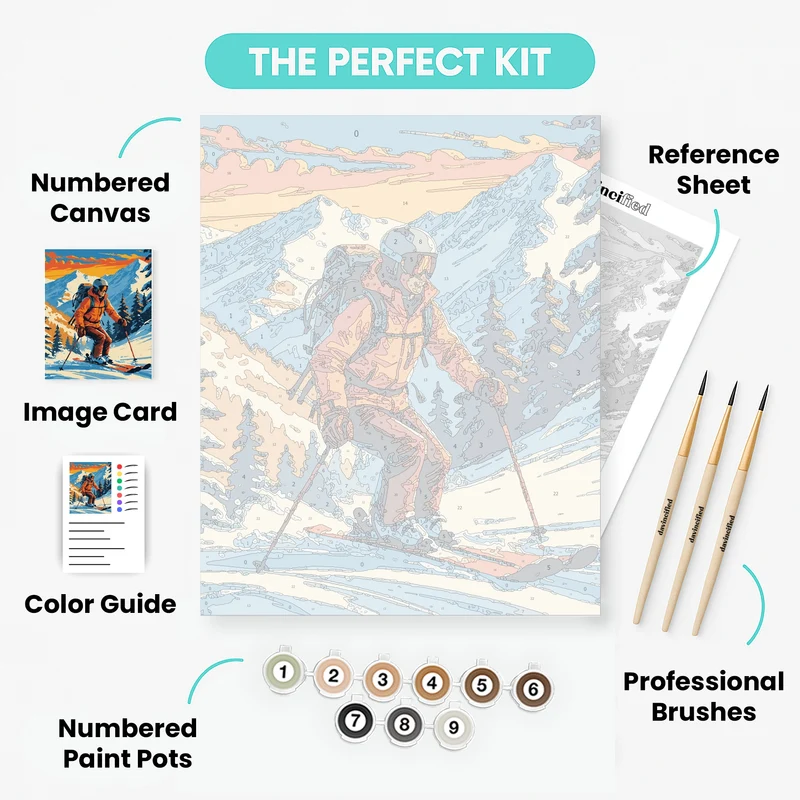 Mountain Ski Sunset - Paint by Numbers Kit