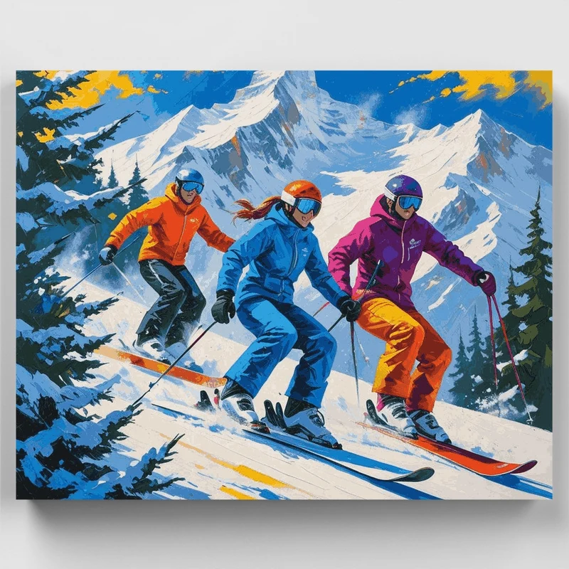 Mountain Ski Trio - Paint by Numbers Kit
