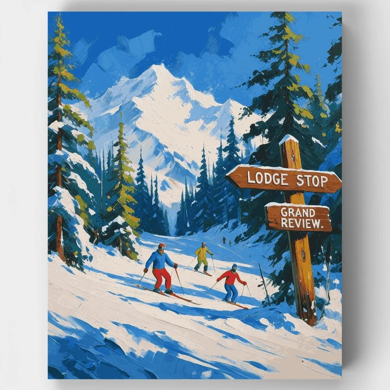 Winter Ski Lodge Adventure - Paint by Numbers Kit