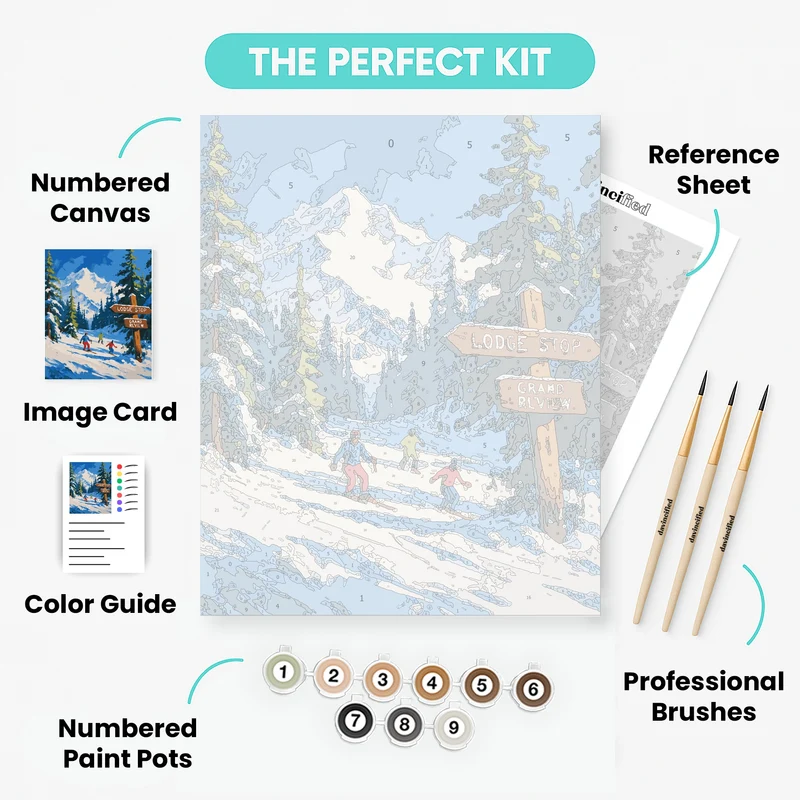 Winter Ski Lodge Adventure - Paint by Numbers Kit