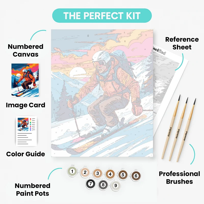 Alpine Sunset Skier - Paint by Numbers Kit