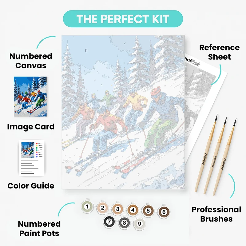 Colorful Ski Formation - Paint by Numbers Kit