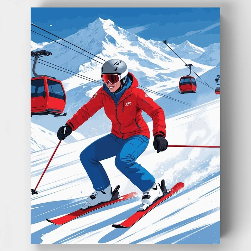 Snowy Mountain Ski Escape - Paint by Numbers Kit