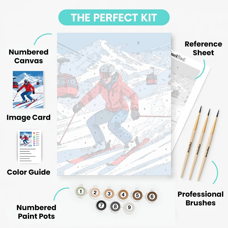 Snowy Mountain Ski Escape - Paint by Numbers Kit
