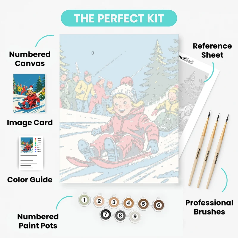 Winter Sledding Adventure - Paint by Numbers Kit