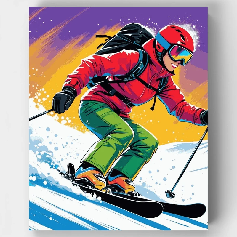 Dynamic Skier in Action - Paint by Numbers Kit