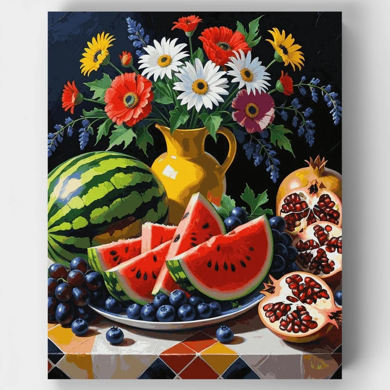 Summer Fruits and Flowers Still Life - Paint by Numbers Kit