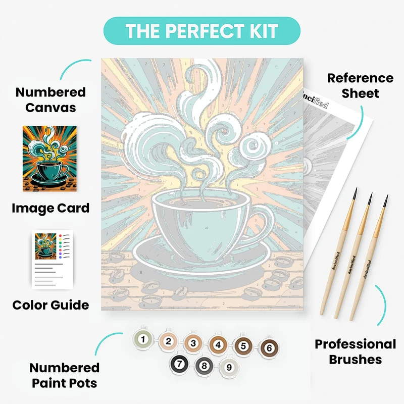 Energetic Coffee Swirls - Paint by Numbers Kit