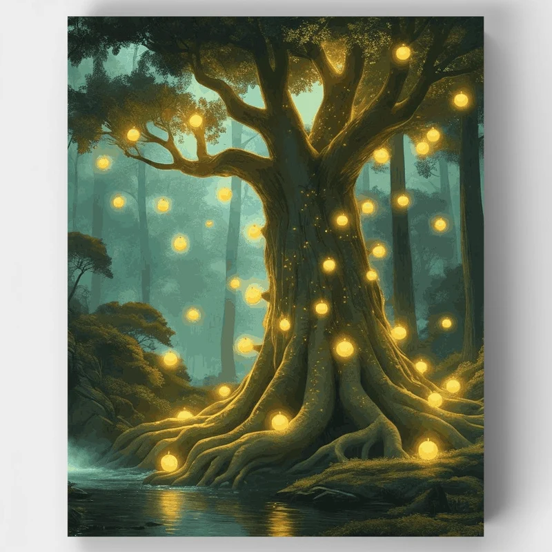 Enchanted Lantern Tree - Paint by Numbers Kit