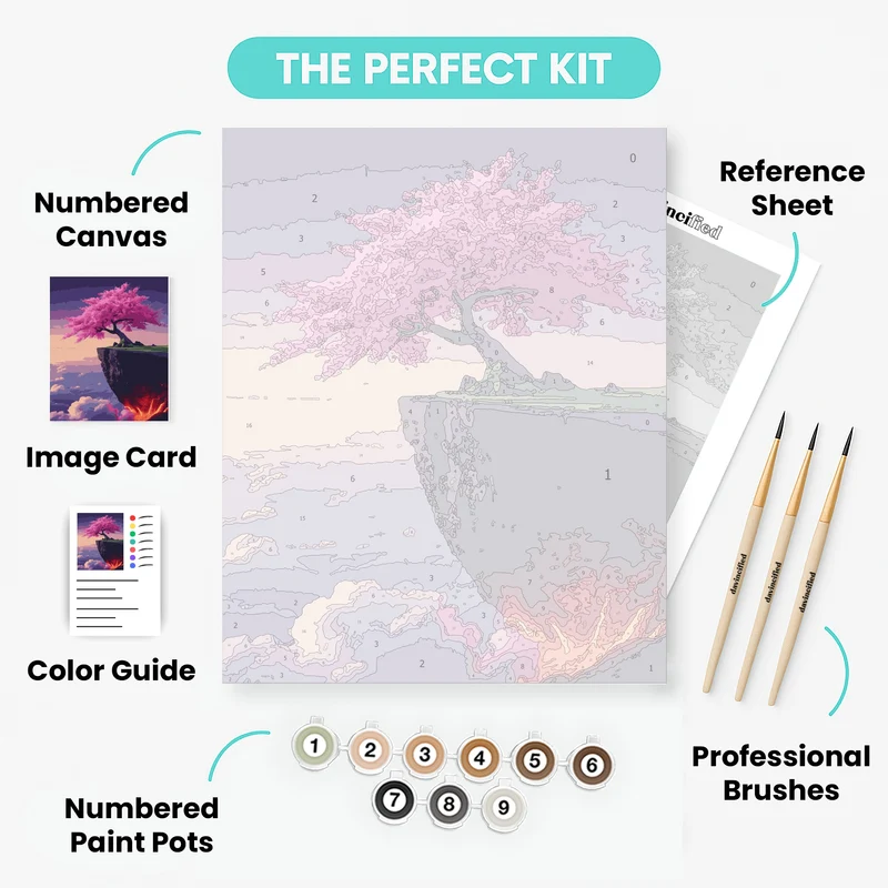Cherry Blossom on Volcanic Cliff - Paint by Numbers Kit