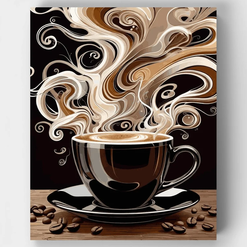 Aromatic Coffee Swirls - Paint by Numbers Kit