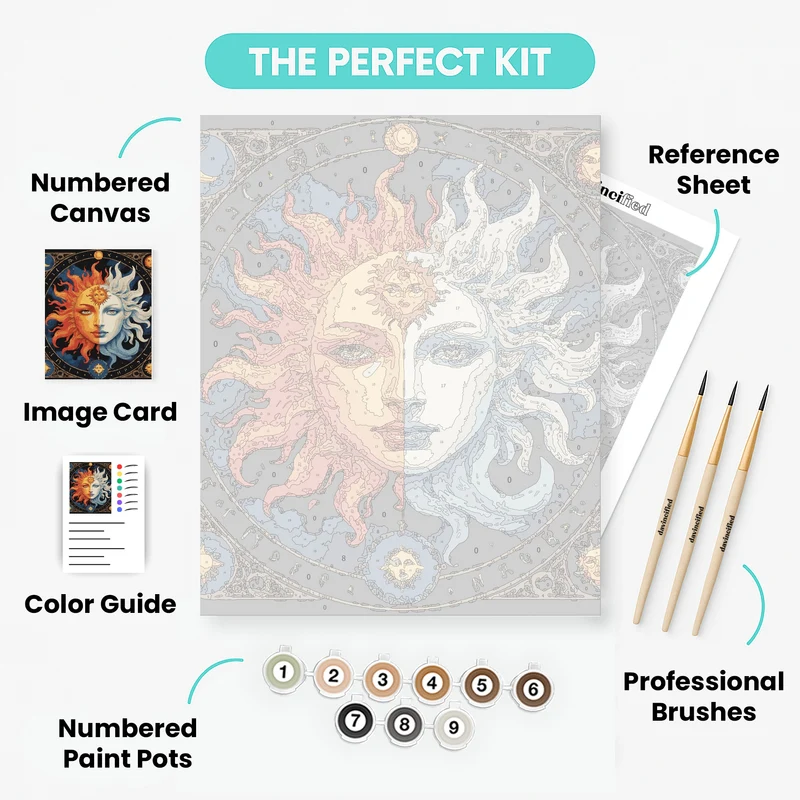 Celestial Sun and Moon Duality - Paint by Numbers Kit