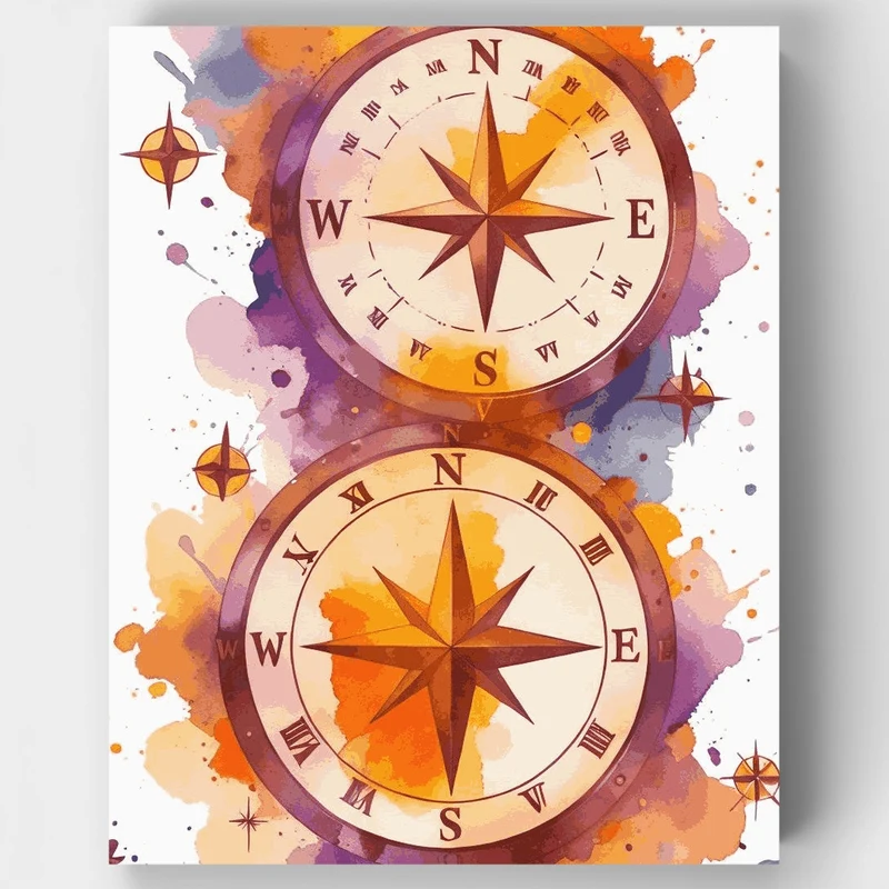 Watercolor Compass - Paint by Numbers Kit