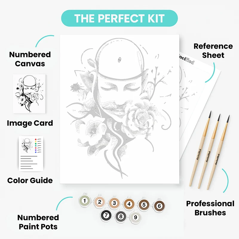 Mystical Face with Roses - Paint by Numbers Kit