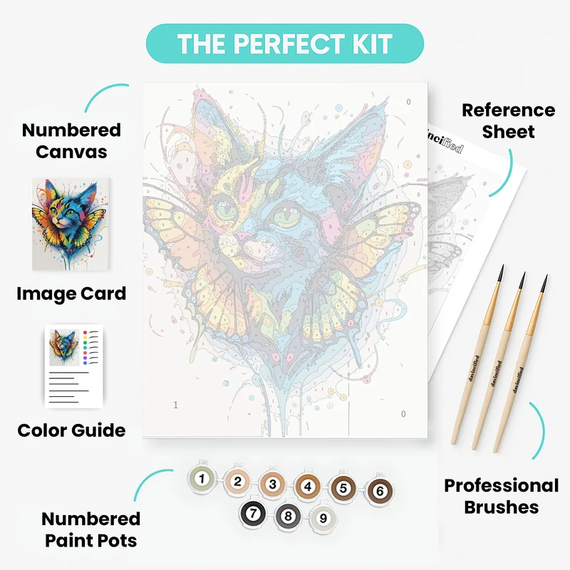 Rainbow Butterfly Cat - Paint by Numbers Kit