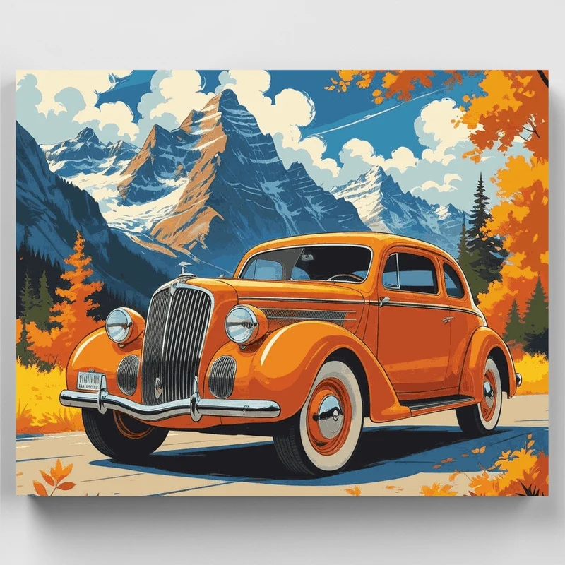 Vintage Mountain Drive - Paint by Numbers Kit