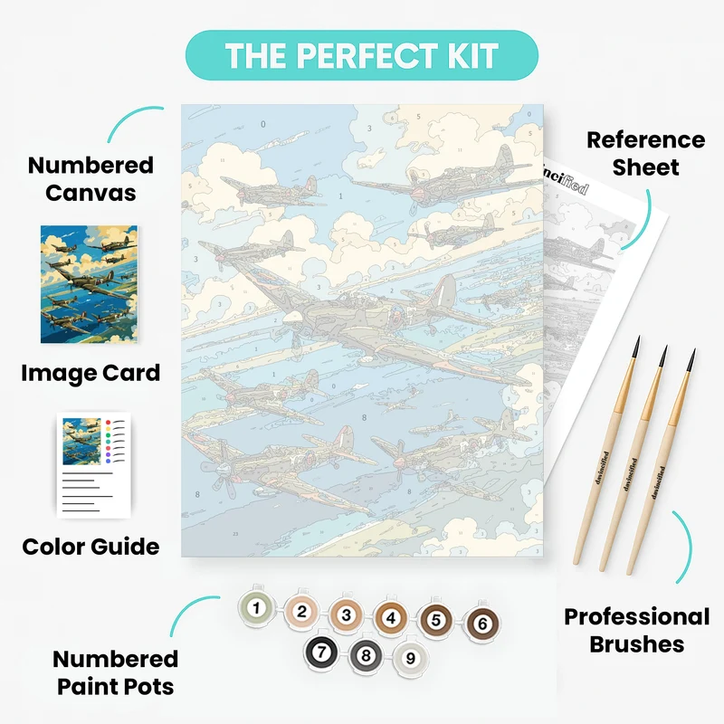 RAF Spitfire Squadron - Paint by Numbers Kit
