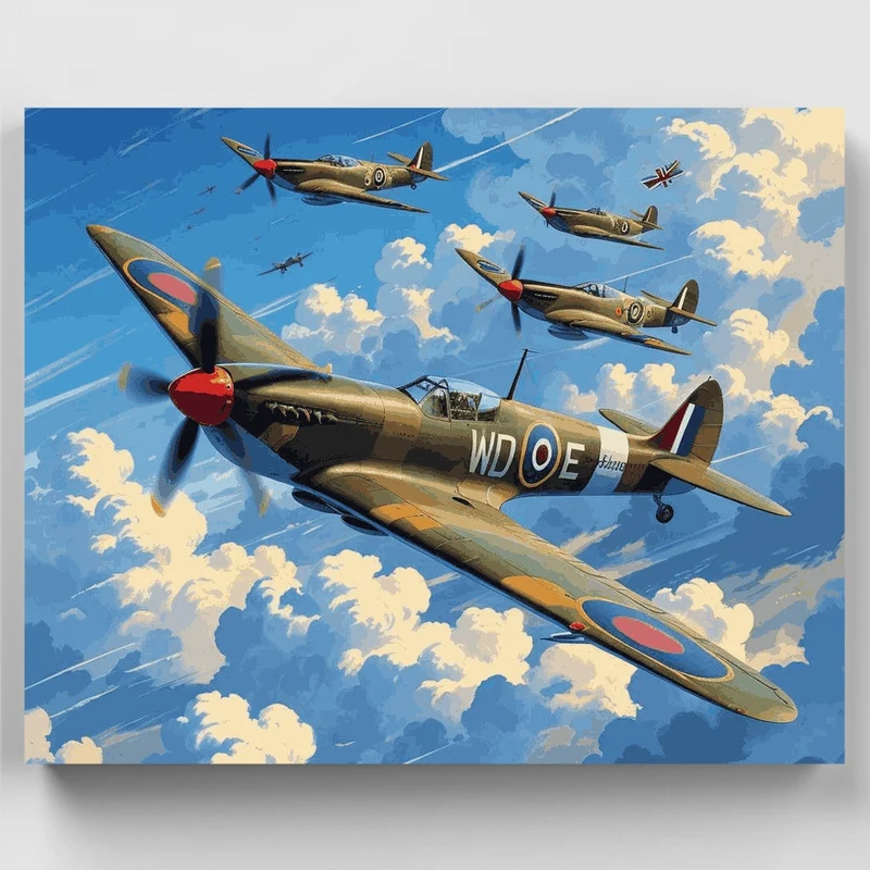 RAF Spitfire Formation Flight - Paint by Numbers Kit