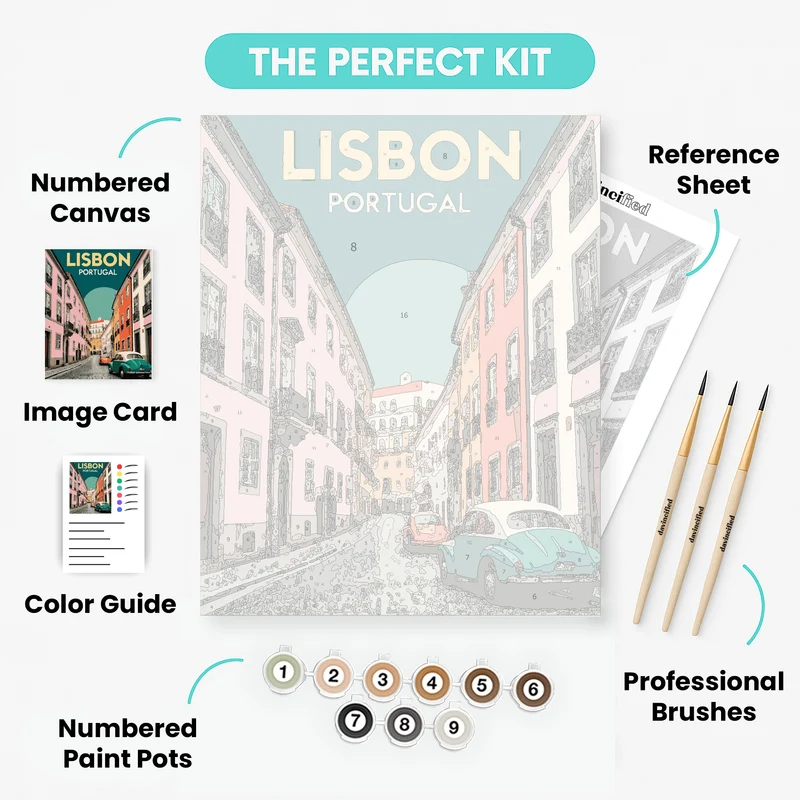 Colorful Lisbon Street - Paint by Numbers Kit
