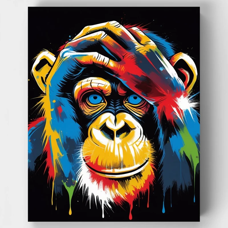 Colorful Chimp Portrait - Paint by Numbers Kit