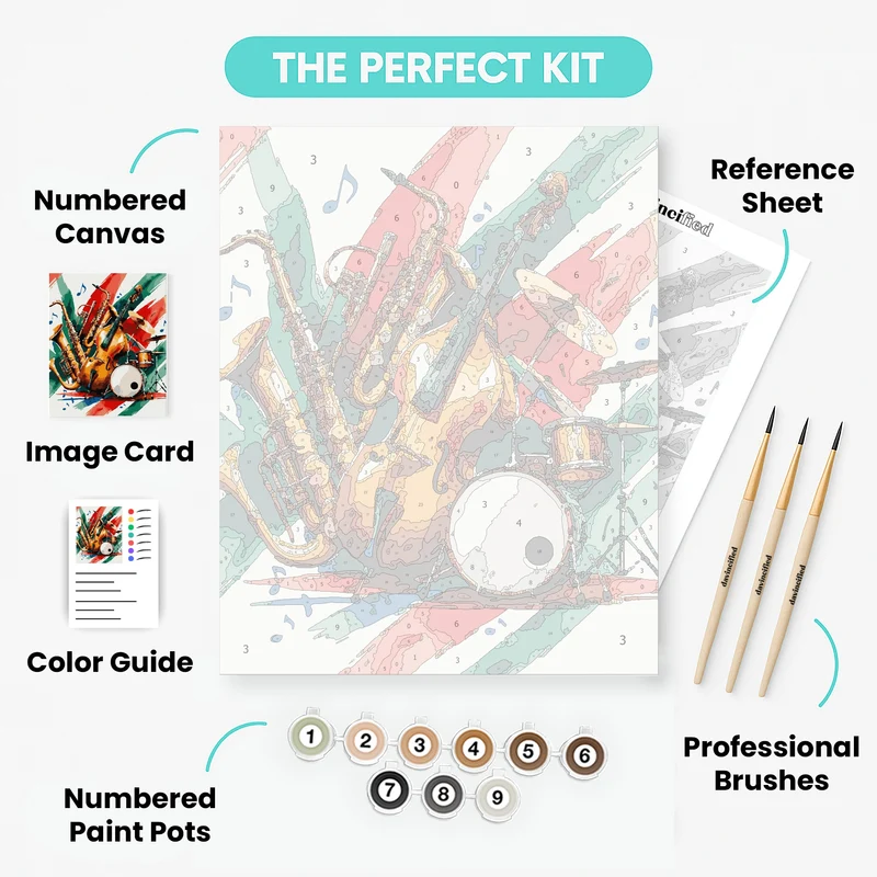 Jazz Band Instruments - Paint by Numbers Kit