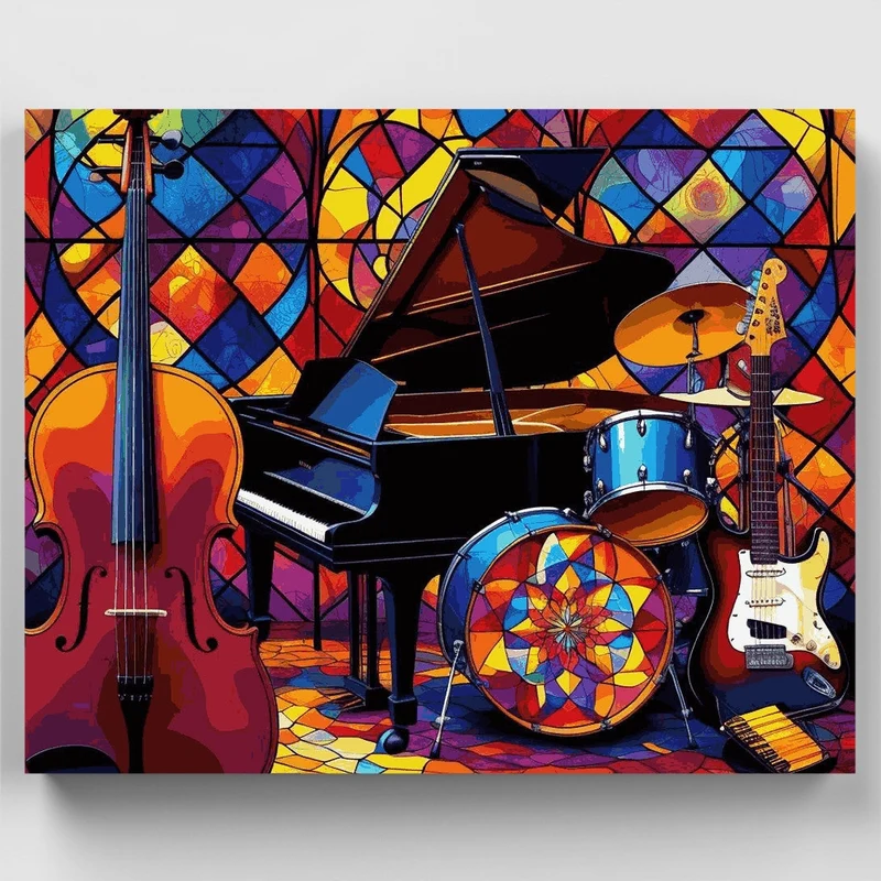 Jazz Band Stained Glass - Paint by Numbers Kit
