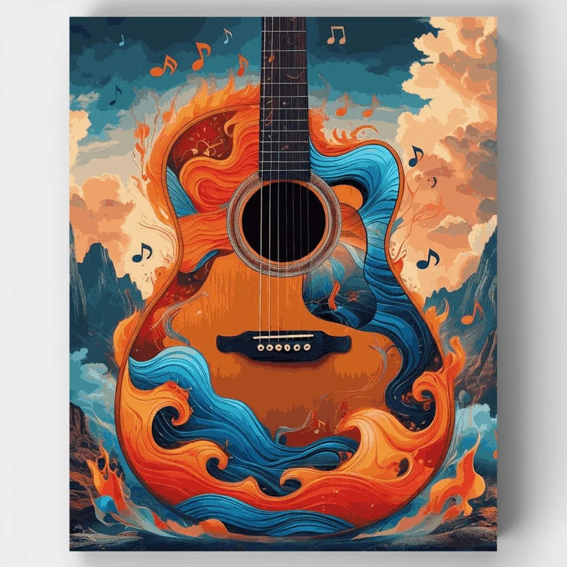 Fire and Water Guitar - Paint by Numbers Kit