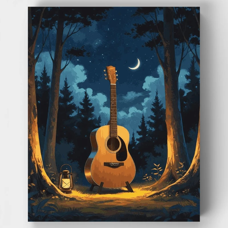 Moonlit Guitar Serenade - Paint by Numbers Kit