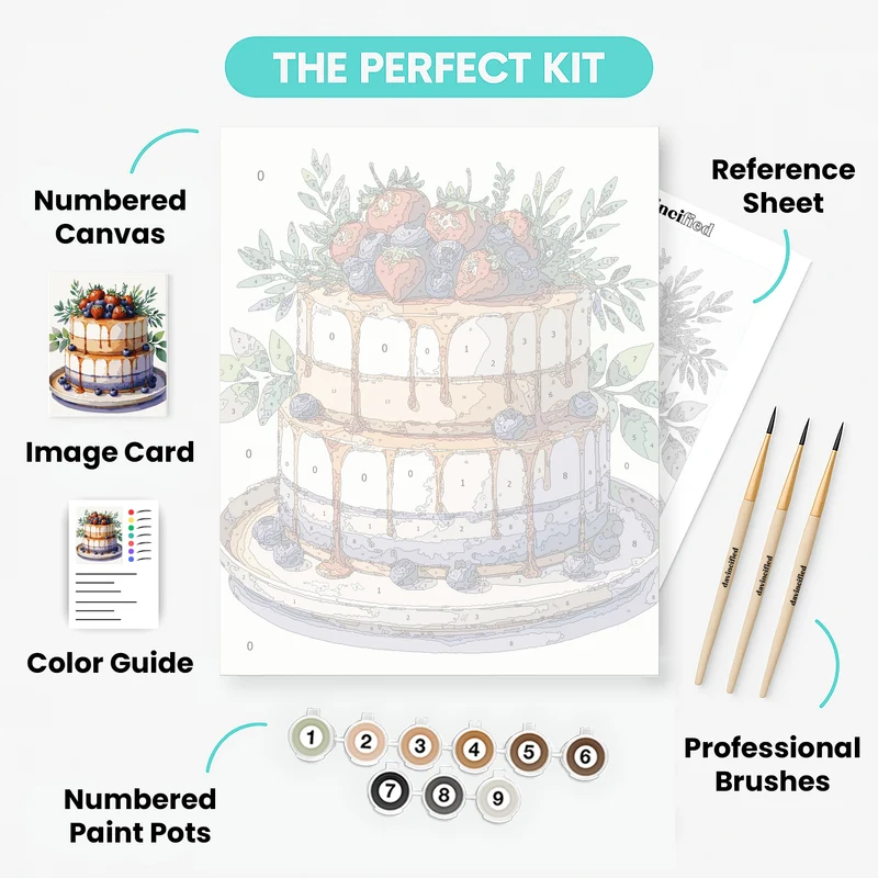 Blueberry Caramel Cascade Cake - Paint by Numbers Kit