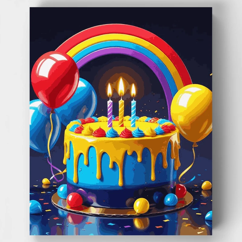 Birthday Rainbow Cake - Paint by Numbers Kit