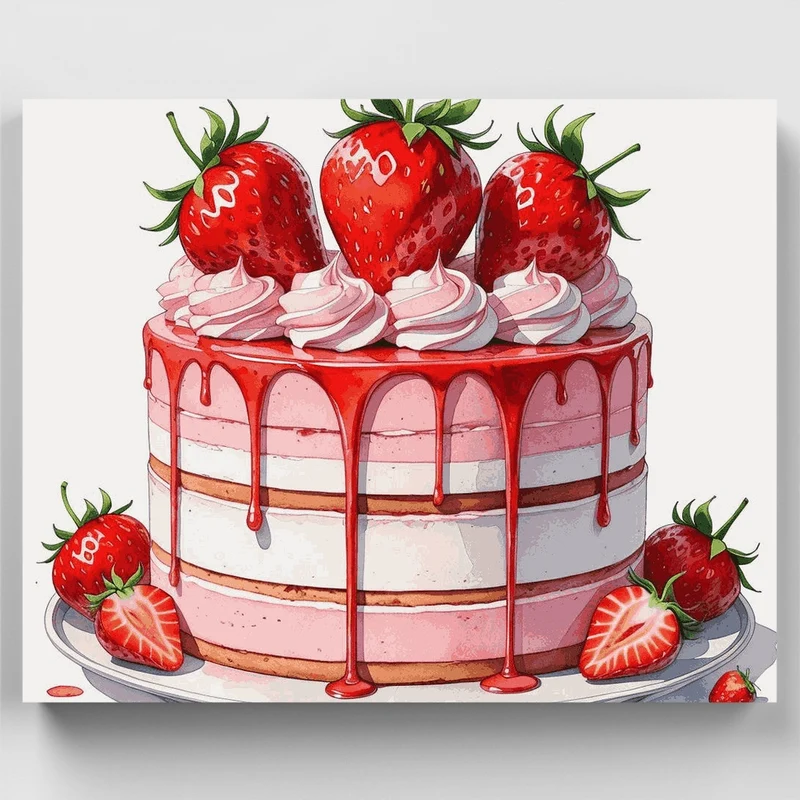 Strawberry Drip Cake - Paint by Numbers Kit