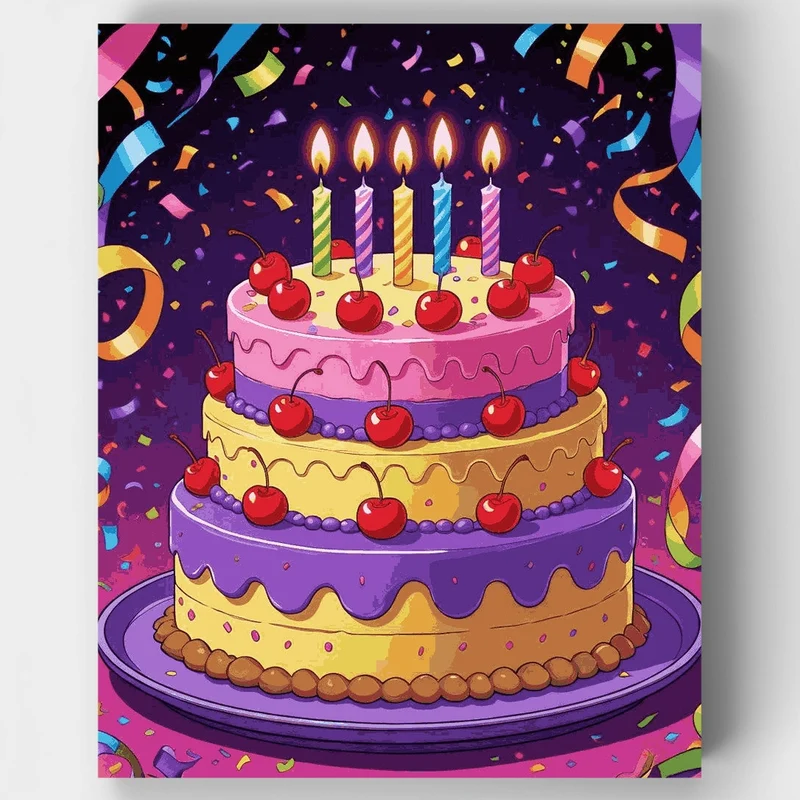 Birthday Celebration Cake - Paint by Numbers Kit