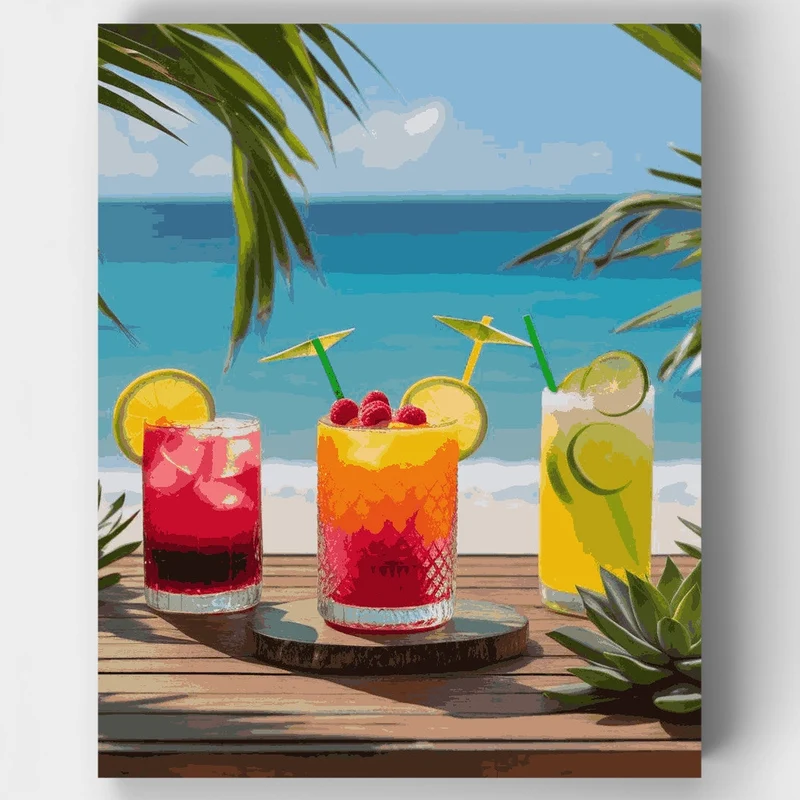 Tropical Paradise Cocktail Trio - Paint by Numbers Kit