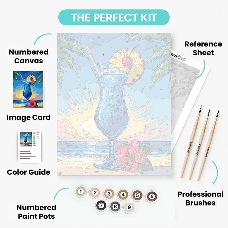 Tropical Blue Lagoon Cocktail - Paint by Numbers Kit