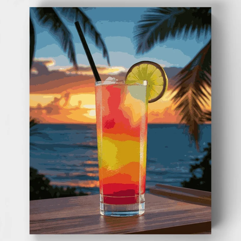 Paradise Beach Tequila Sunrise - Paint by Numbers Kit