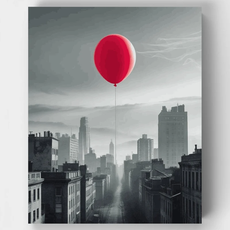 Red Balloon Over Gotham - Paint by Numbers Kit