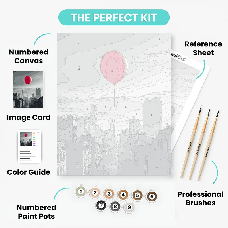 Red Balloon Over Gotham - Paint by Numbers Kit
