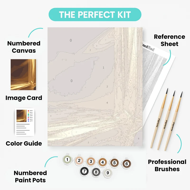 Golden Sunlight and Curtains - Paint by Numbers Kit